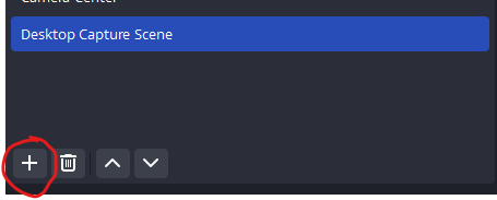 Screenshot of OBS new scene button