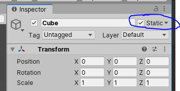 Static GameObject in Unity