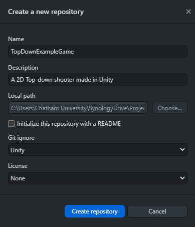 Screenshot of settings