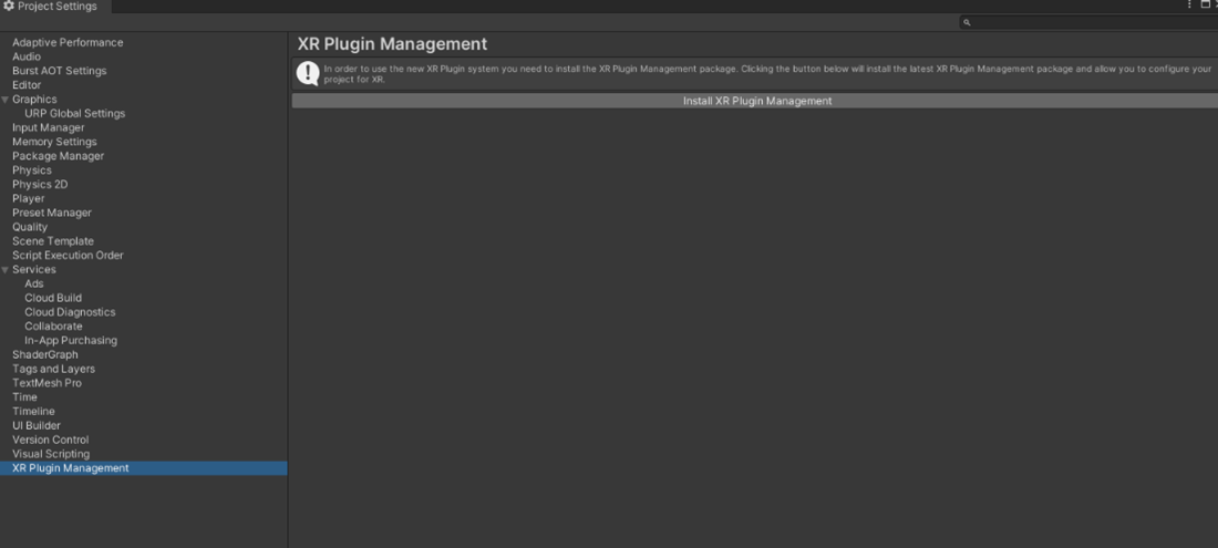 Installing XR Plugin Management